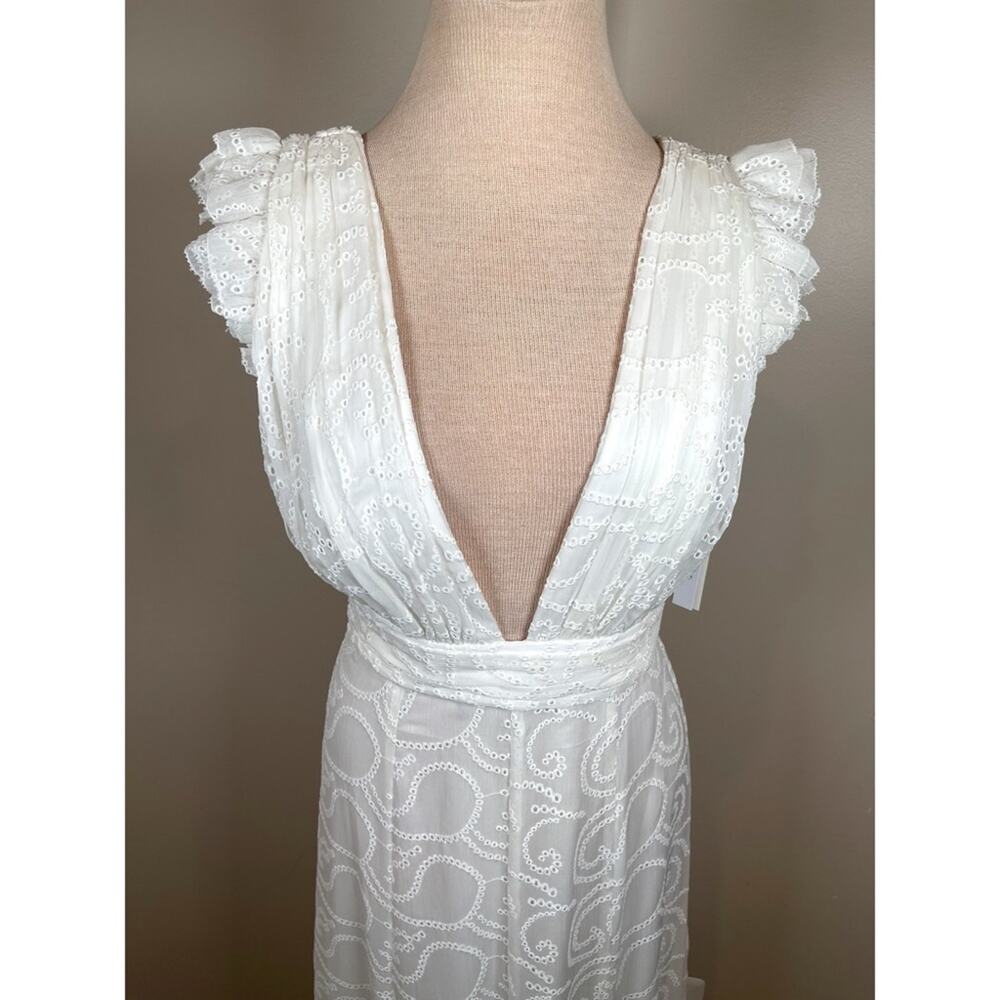 ALICE + OLIVIA Vanna Ruffle Flutter Sleeve Eyelet Embroidered Maxi Dress Size 0 - Picture 6 of 12